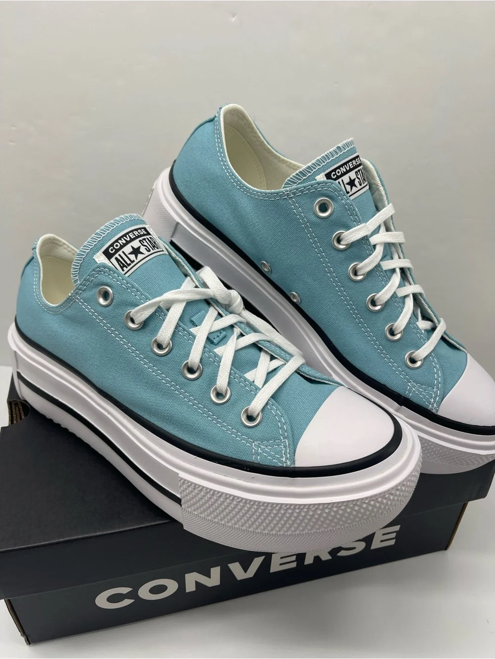 Converse WMNS CTAS LIFT DOUBLE STACK OX DEJA BLUE/BLACK/WHITE Platform Sneakers